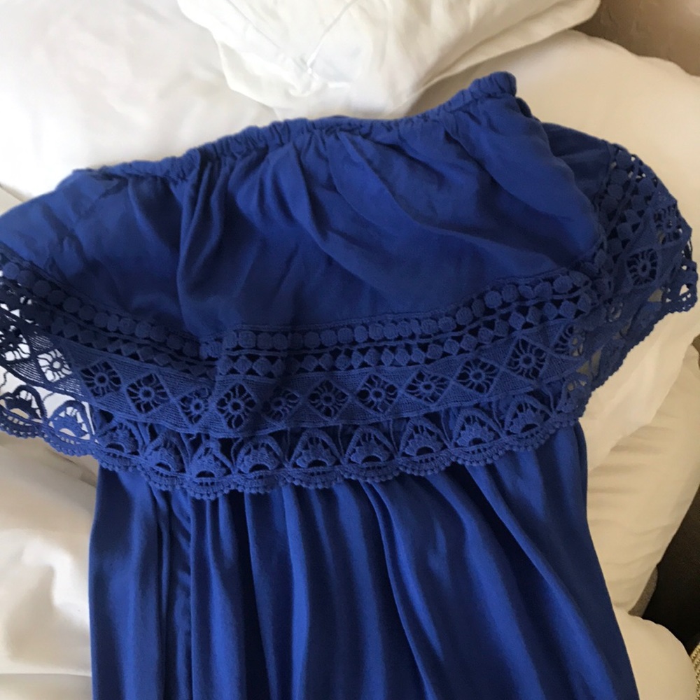 Royal blue off shoulder dress